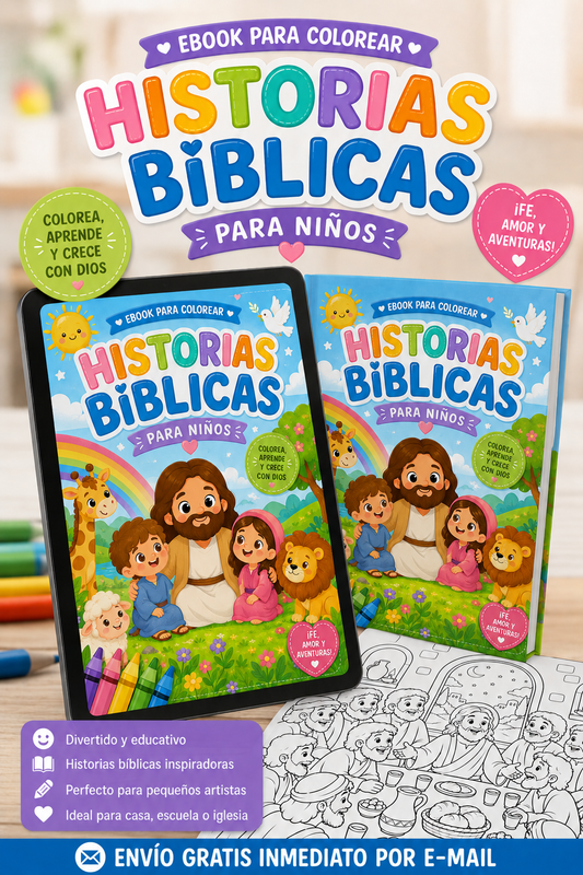 HISTORIAS BIBLICAS PARA COLOREAR EN ESPAÑOL + VERSION EN INGLES DE REGALO